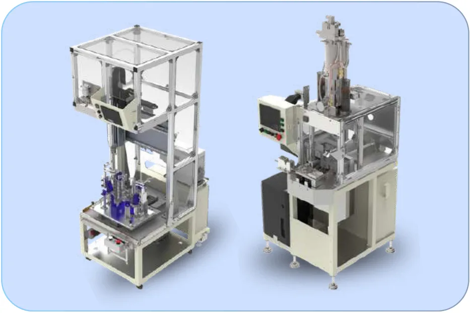 Custom special purpose machine and fixture for an automotive manufacturing process.