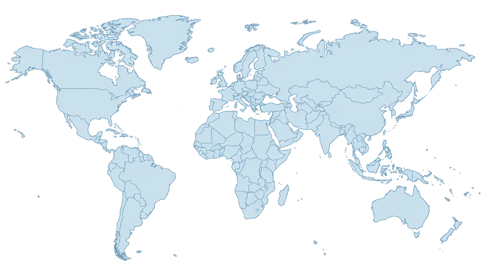 World map showing countries in the NADEX Group global network